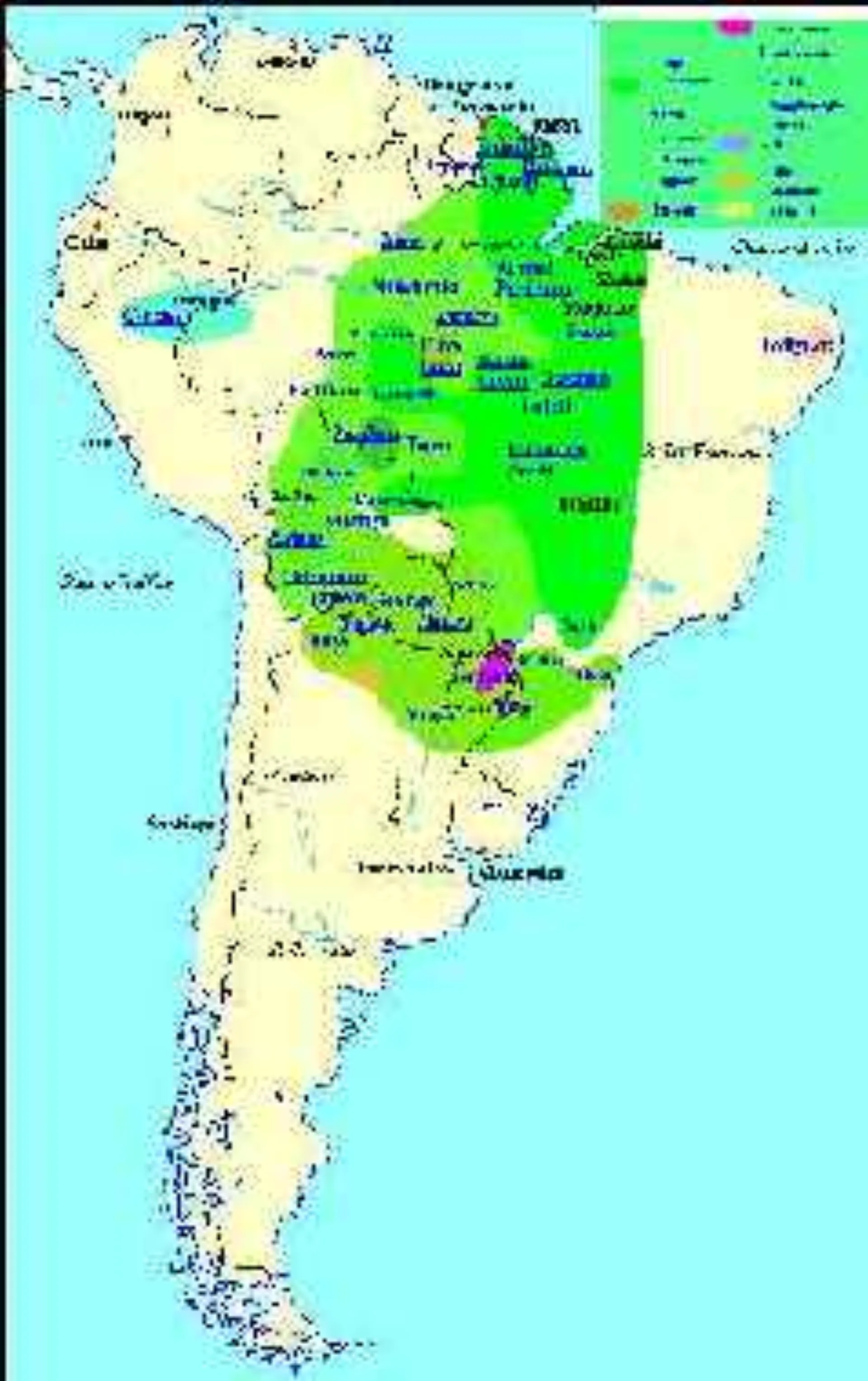 Map of the Guaraní cultural region across South America
