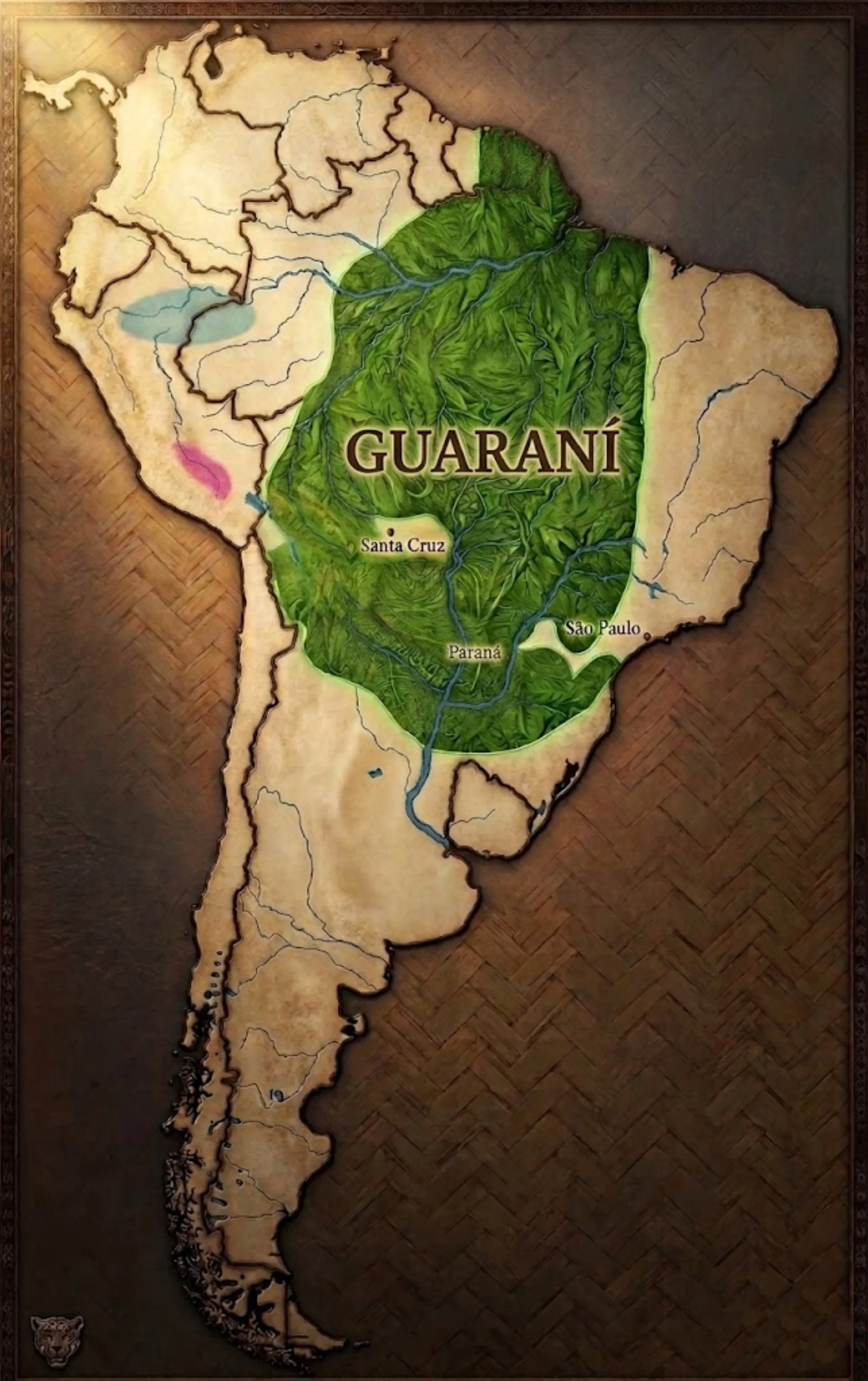 Map of Guaraní territory spanning Paraguay, Brazil and Argentina